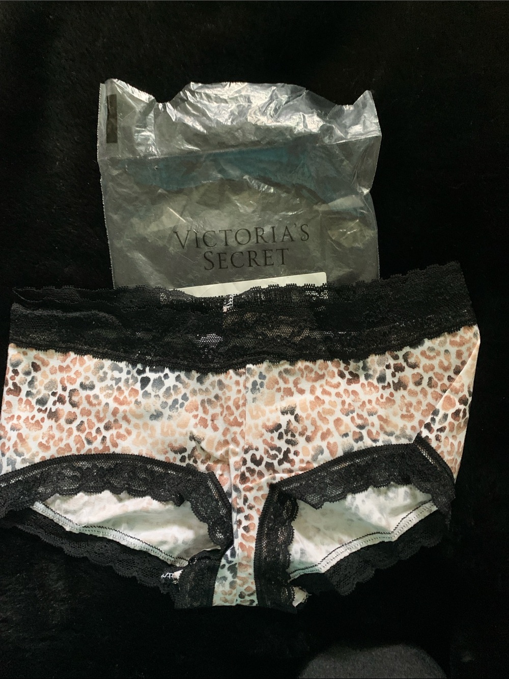 Victoria's Secret Leopard Print Boyshorts with Black Lace Trim